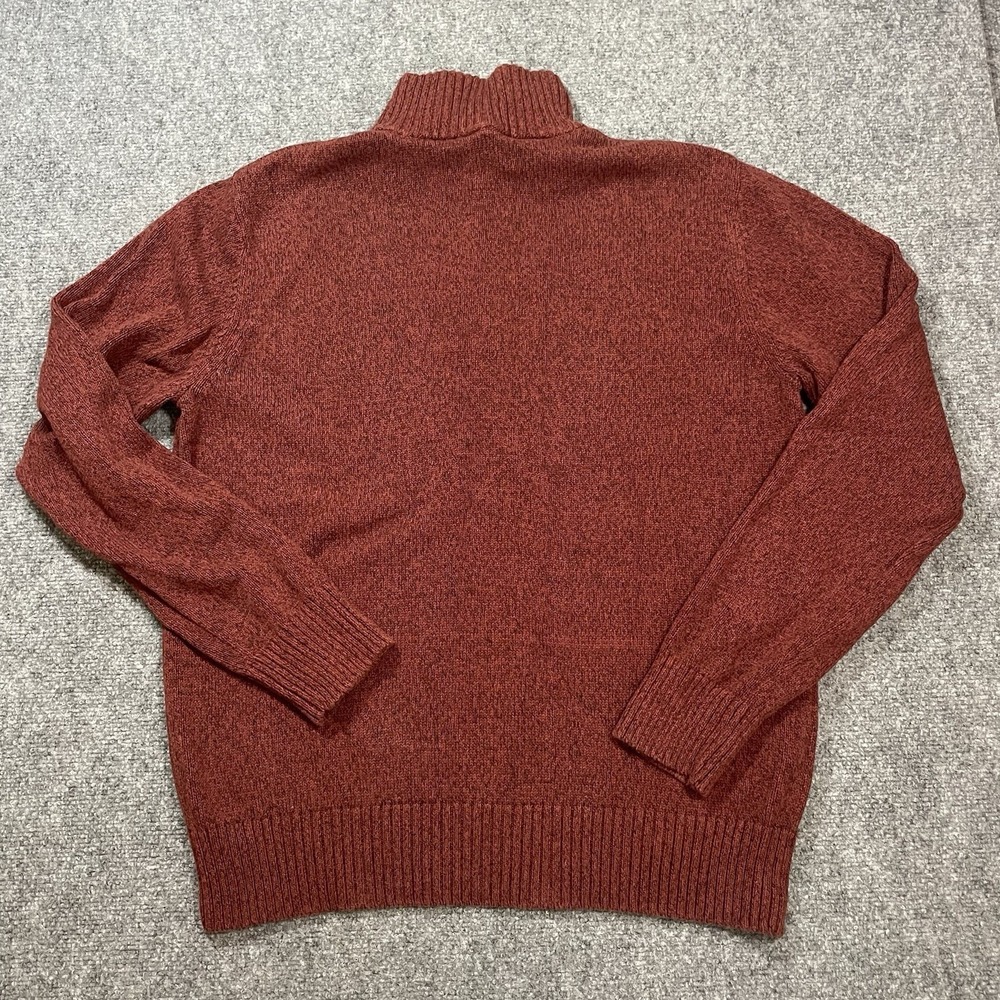 Eddie Bauer Sweater 1/4 Zip Rust/Burnt Orange Men's Large 100% Cotton Striped - Picture 3 of 8